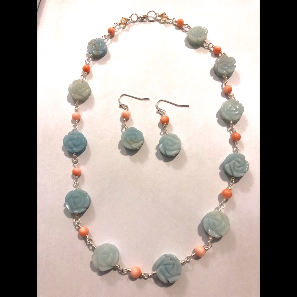Handmade necklace and earring set